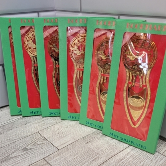 Vintage BOOKMARKS Pack of 6. 24kt gold plated. Signed Japan. - Picture 2 of 5
